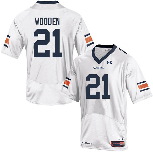 Men #21 Caleb Wooden Auburn Tigers College Football Jerseys Sale-White - Click Image to Close